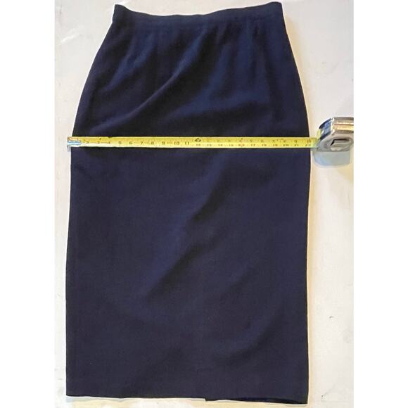 Vintage Joan Leslie Wool Blend Pencil Skirt Women’s 14 Navy Blue Classic Office - Picture 4 of 9